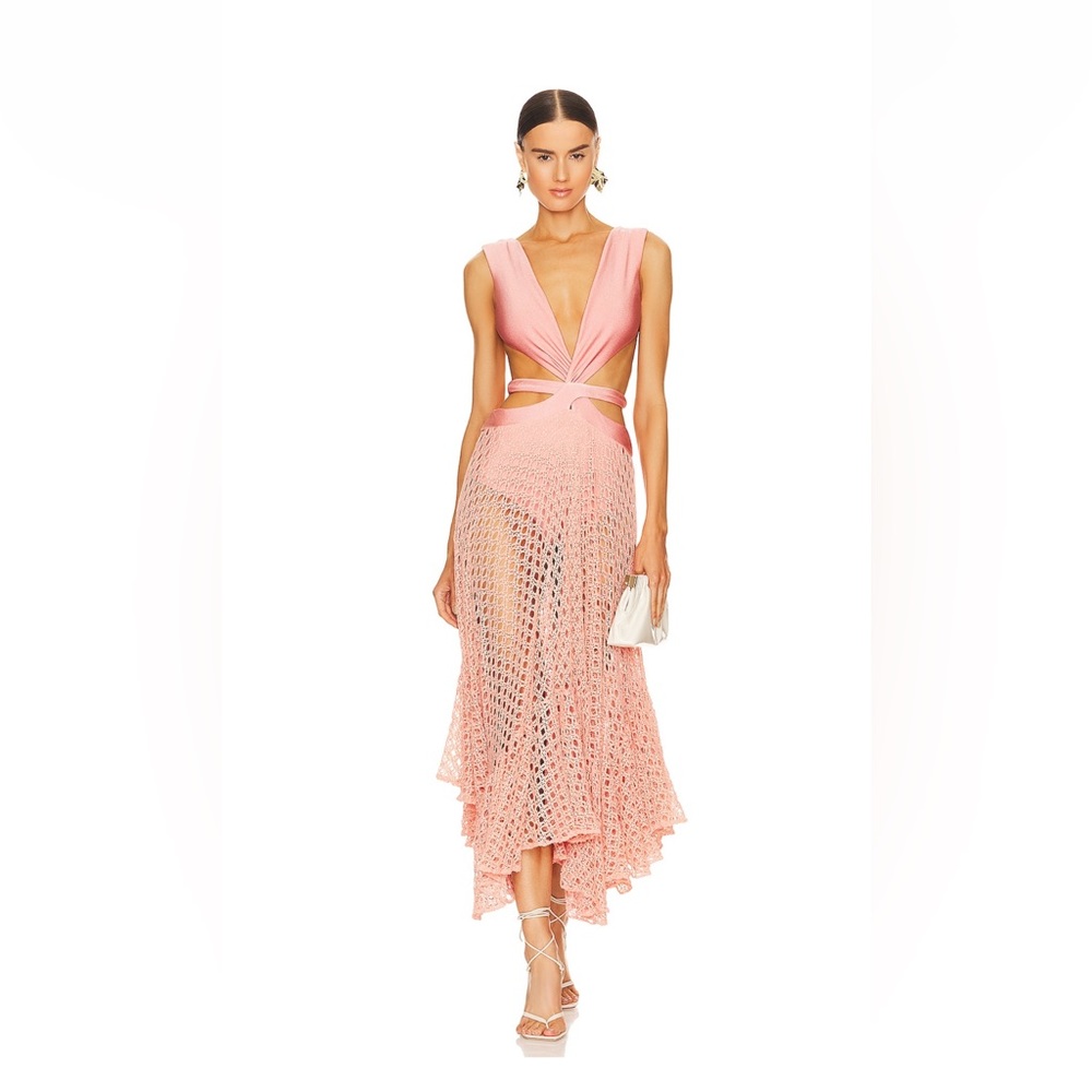 Bronx and Banco - monstera dress in size medium in apricot